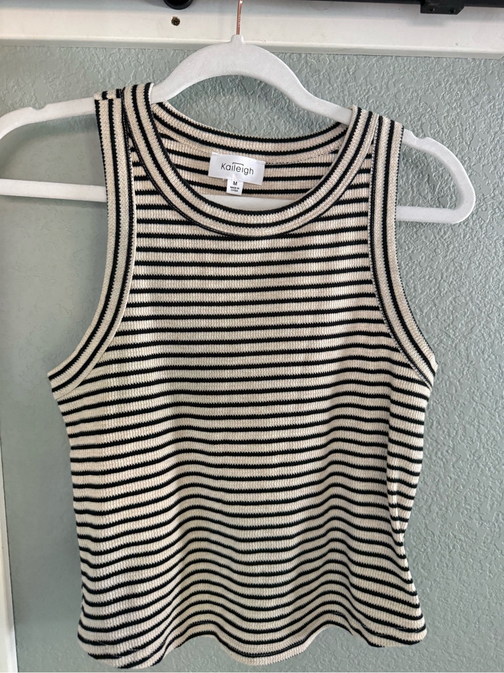 Kaileigh Black & Cream Striped Knit Tank Top